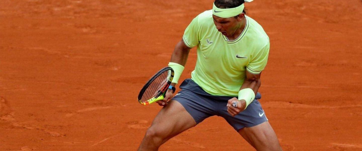 Rafa Nadal, celebrando uno de los puntos clave para derrotar a Thiem en la final de Roland Garros
