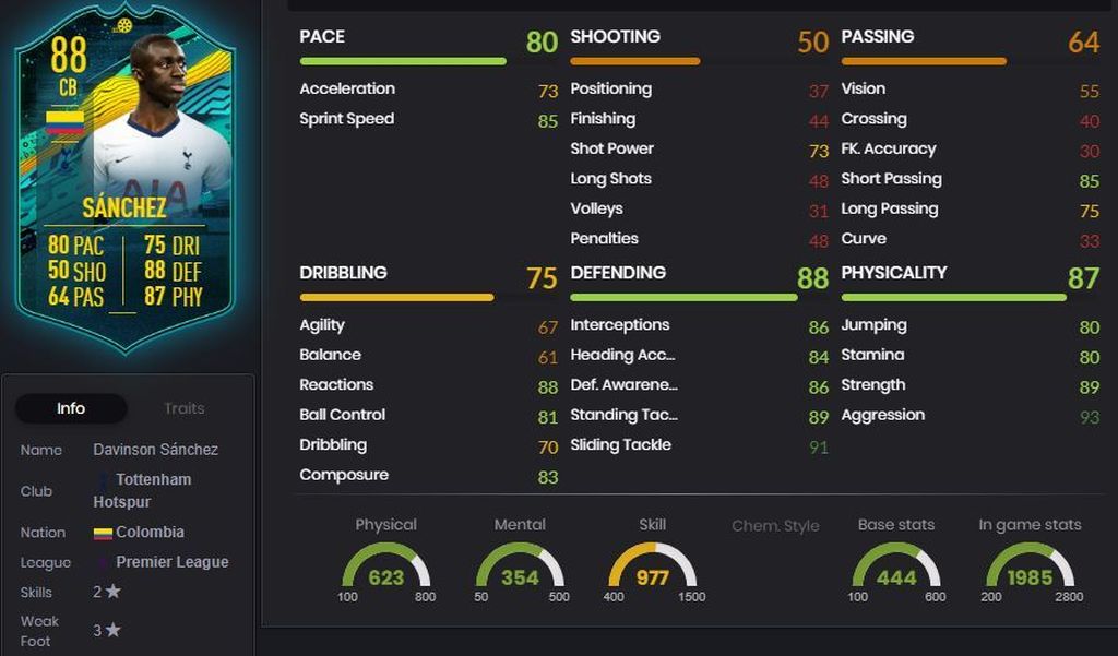 Davinson Sánchez Player MOMENTS FIFA 20 - 88 - Rating and Price