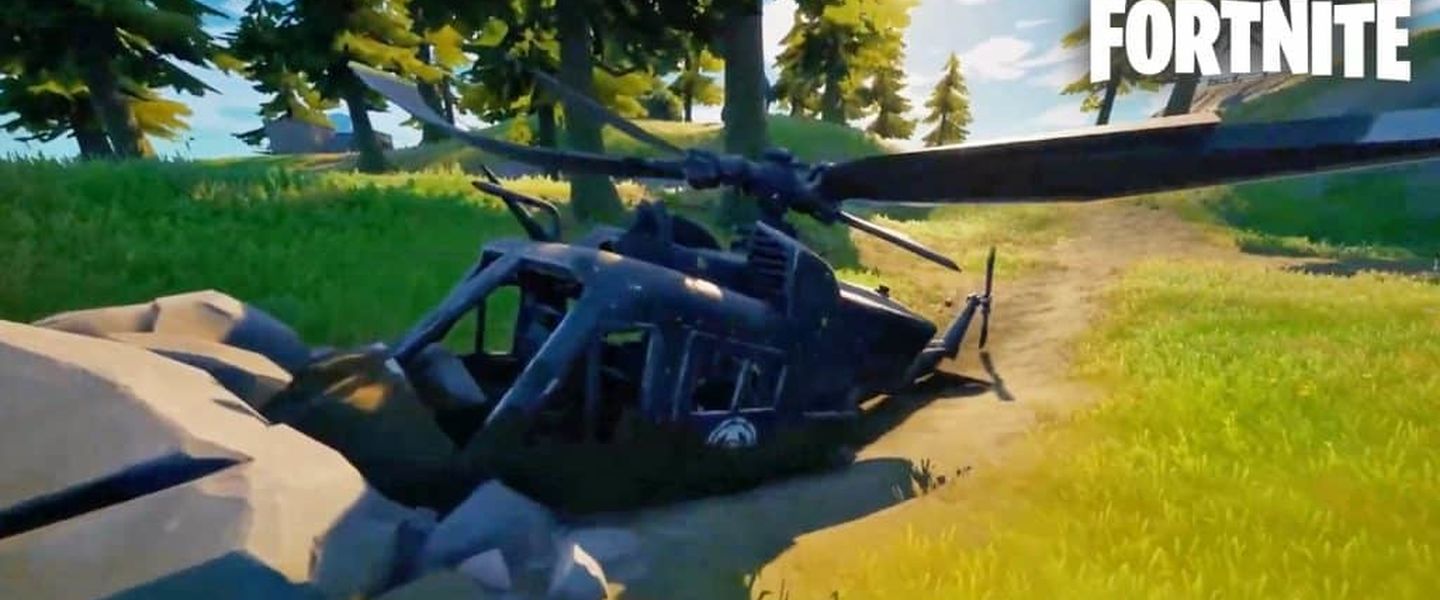 Helicóptero negro estrellado en Fortnite