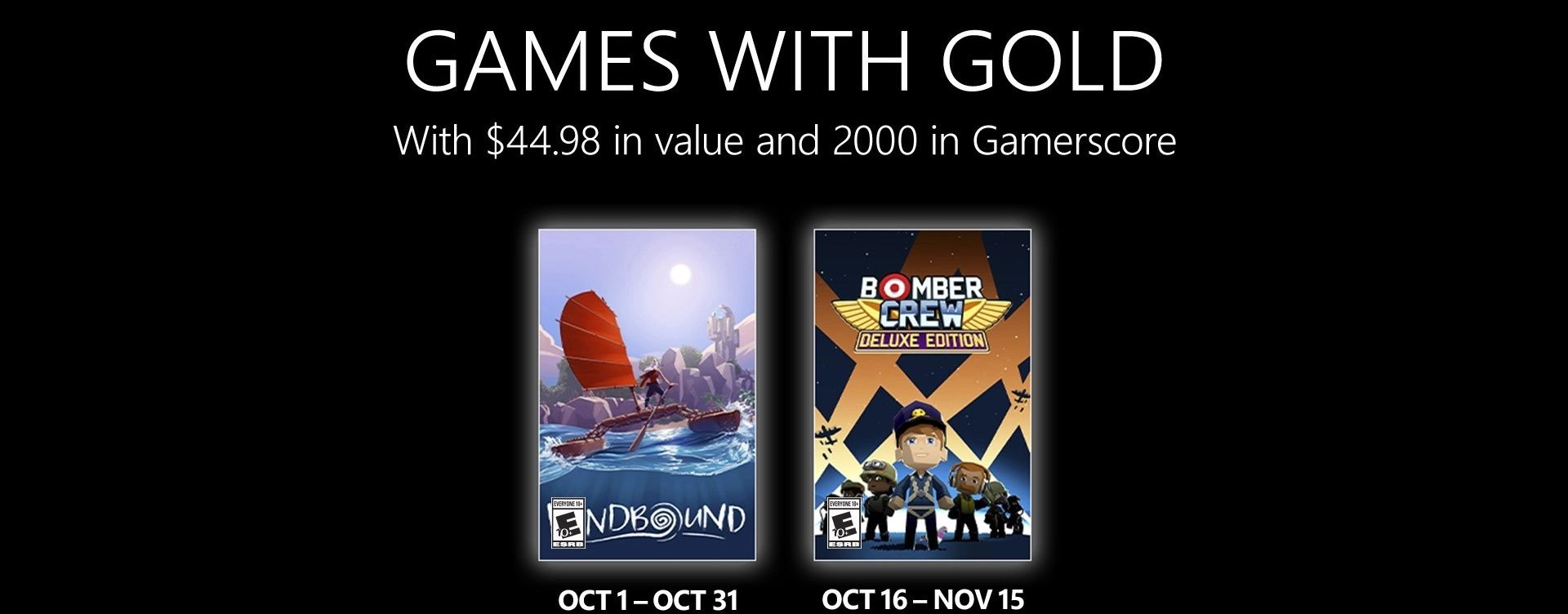 Todos los Juegos con Gold de Xbox de 2022: en octubre solo dos