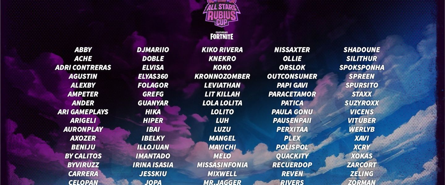 Todos los participantes de la All Stars Rubius Cup de Fortnite